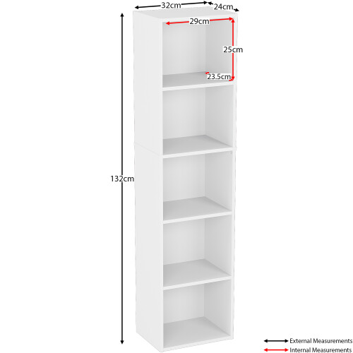 Home Discount (White) Oxford 5 Tier Cube Bookcase Tall Storage Display 2