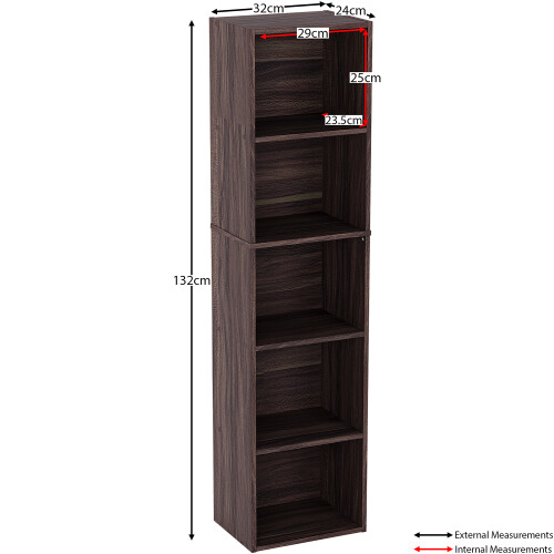 Home Discount (Walnut) Oxford 5 Tier Cube Bookcase Tall Storage Display 2