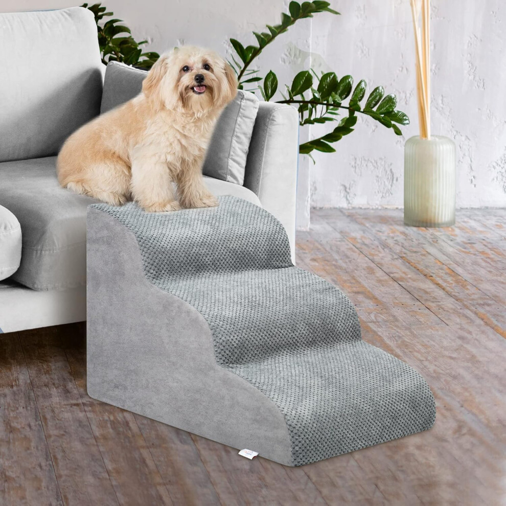 (3-Step, Grey ) Dog Steps For Sofa Non Slip Dog Steps For Bed Pet Ladder Steps Indoor Washable