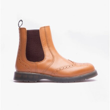 (UK 6) Grafters M281BT Mens Leather Brogue Chelsea Boots Tan
