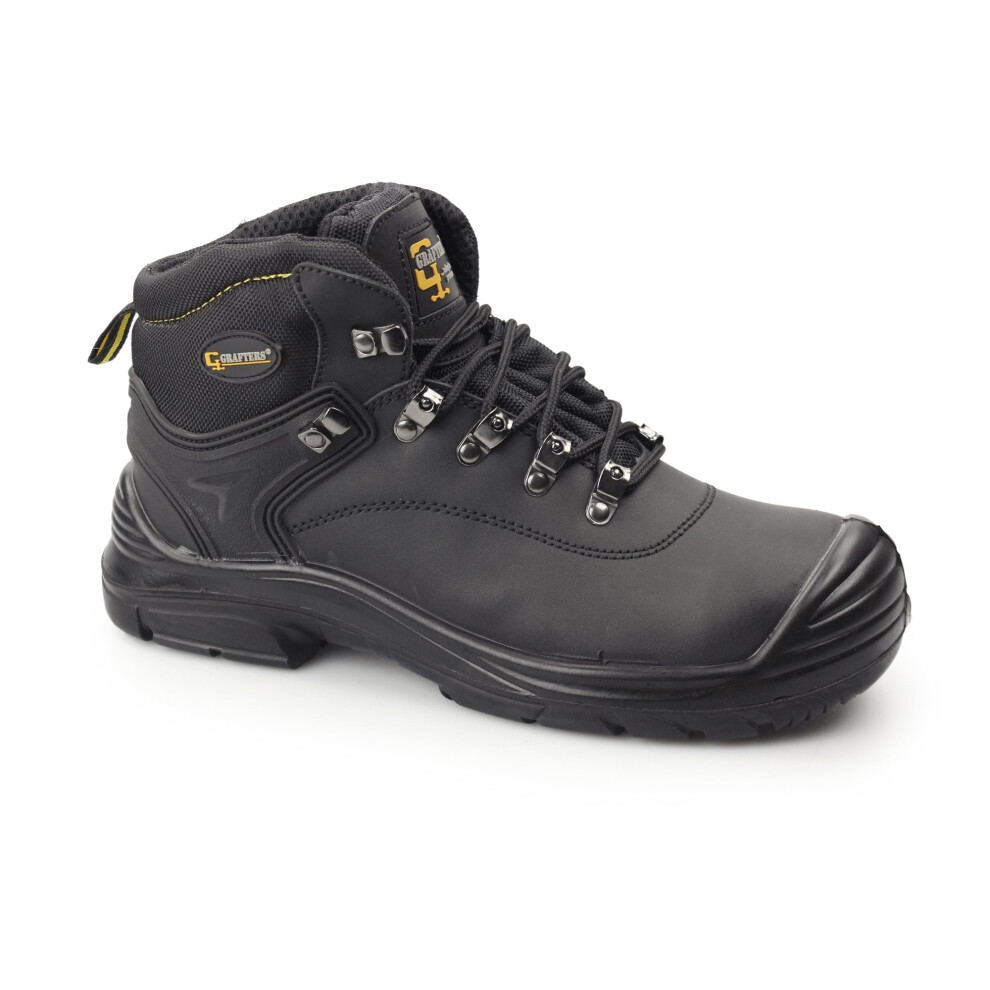 (Uk 13) Grafters M9508a Mens Leather Super Wide Safety Boots Black 5050703489065