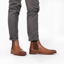 (UK 12) Kensington TED Mens Leather Chelsea Boots Tan