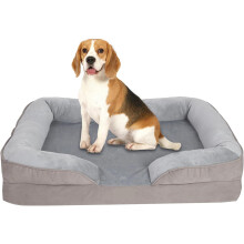 (Grey , Medium ) Large Dog Sofa Bed Washable Cushioned Dog Bed Orthopedic Sleeping Bed