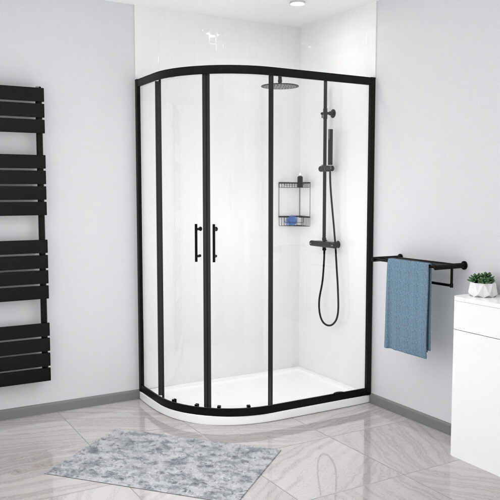 Nes Home Lh 1200 X 800 Offset Quadrant Shower Enclosure & Tray Black
