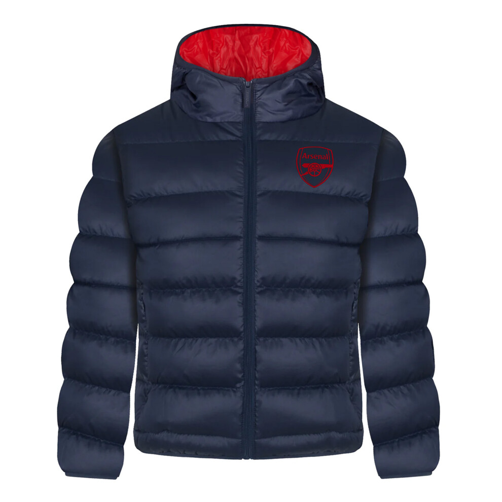 (8-9 Years) Arsenal FC Boys Jacket Hooded Winter Quilted Kids OFFICIAL Football Gift