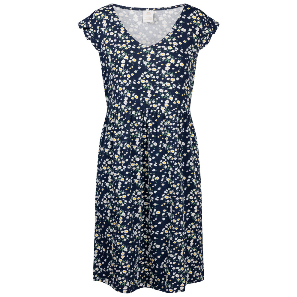 (6, Navy Print) Trespass Womens Casual Printed Jersey Dress Gertha