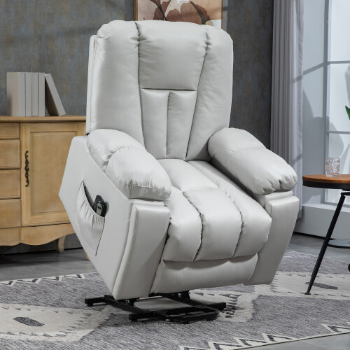Homcom HOMCOM Riser and Recliner Chair for Elderly, Quick Assembly, Light Grey