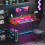 Homcom HOMCOM Computer Table with LED Lights, Gaming Desk with Shelf, Rustic Brown 8