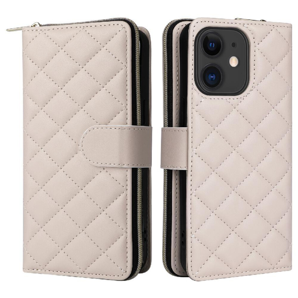 (White) Flip Zipper Case For Iphone 11 Wrist Strap Kickstand 1 Cash Slot Magnetic Closure 9 Card Holder White 764549251292