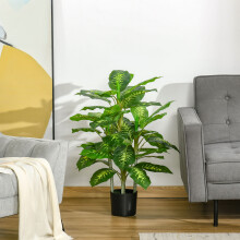 HOMCOM 95cm Artificial Evergreen Tree in Pot - Realistic Indoor Faux Plant, Cement-Filled Pot, Low Maintenance