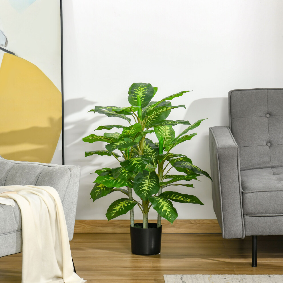 HOMCOM Artificial Evergreen Tree Fake Plant in Pot Indoor Decor