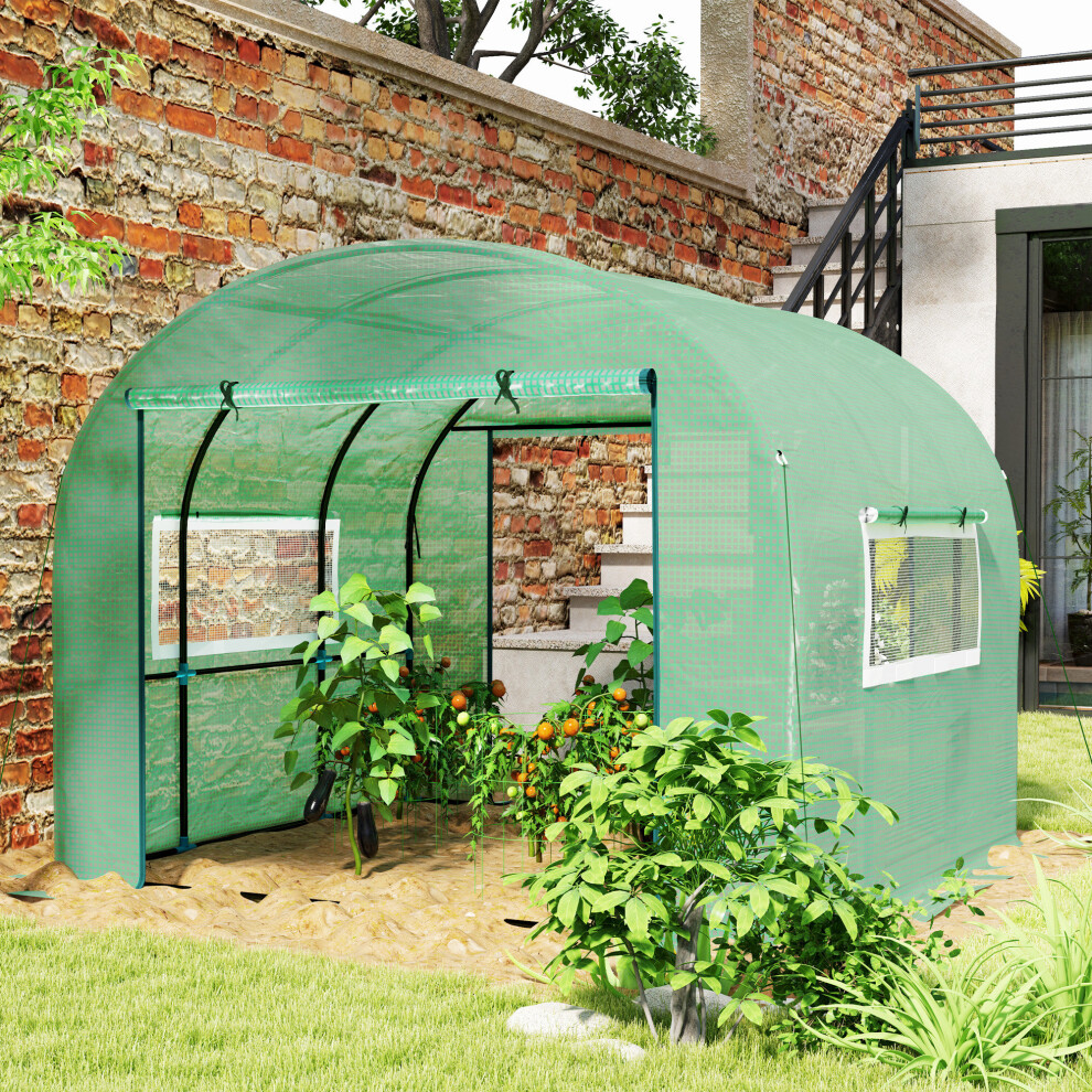 Outsunny 3 X 3 X 2M Polytunnel Greenhouse With Doors And Mesh Windows