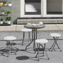 Outsunny Folding Stool Set of 4, Decorative Garden Stool Set, White
