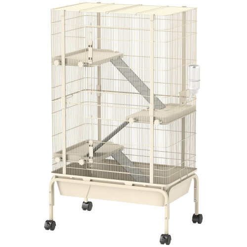PawHut PawHut 4-Level Rolling Small Animal Cage, Rabbit Cage with 15cm Deep Bottom 1