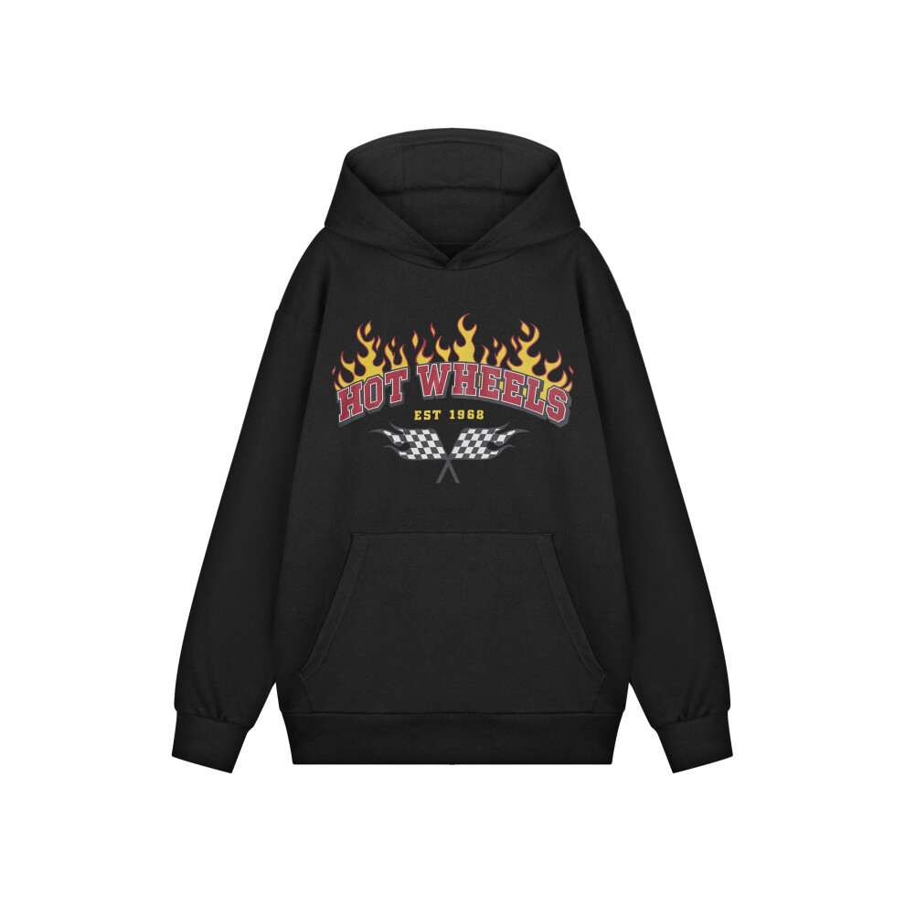 (Large) Hot Wheels Hoodie (Mens Black)