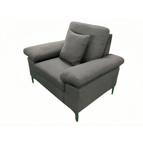 Modern Grey Fabric One Seater Sofa with Chrome Feet 1