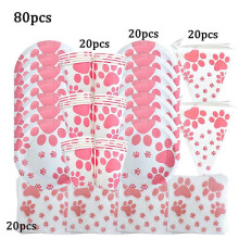(BPQZ-80PCS) Pink Dog Paw Theme Birthday Party Decoration Disposable Tableware Set Cup Plate Pet Dog Party Decoration Baby Shower Supplies