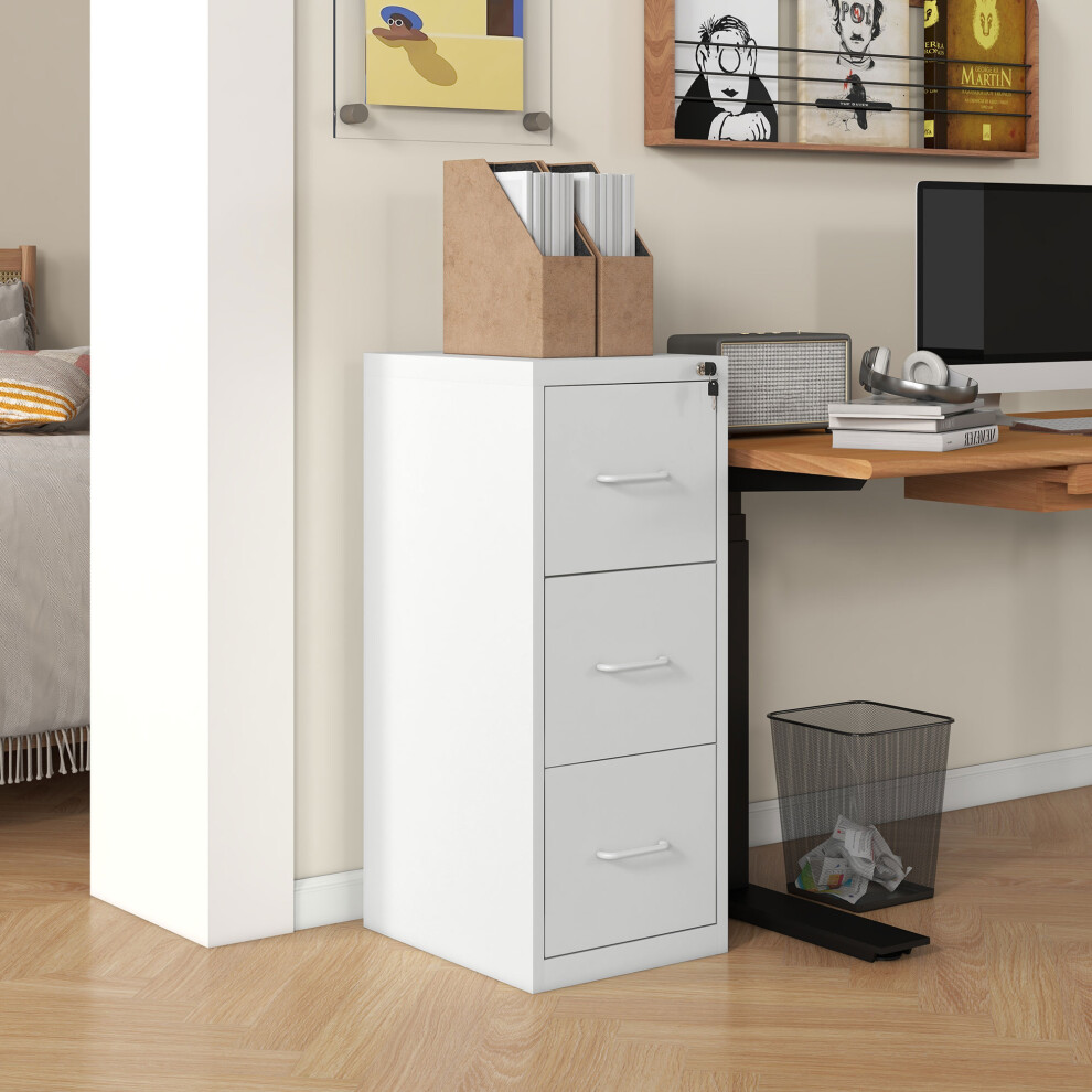 Homcom Drawer Filing Cabinet Steel File Cabinet For A4 Letter Cream Size 3