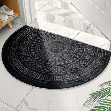 Half Round Door Mat Non-slip 40x60cm Entryway Doormat Easy Clean Rugs Indoor Outdoor Entry Decoration for Home, Garage, Patiomorocco Black B 1 Pc