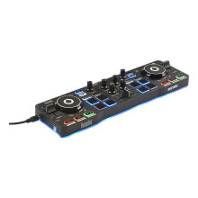 HERCULES DJ CONTROL STARLIGHT - Draagbare USB DJ-controleur - 2 kanalen - 8 pads - Ingebouwde geluidskaart - Serato DJ Lite inbegrepen