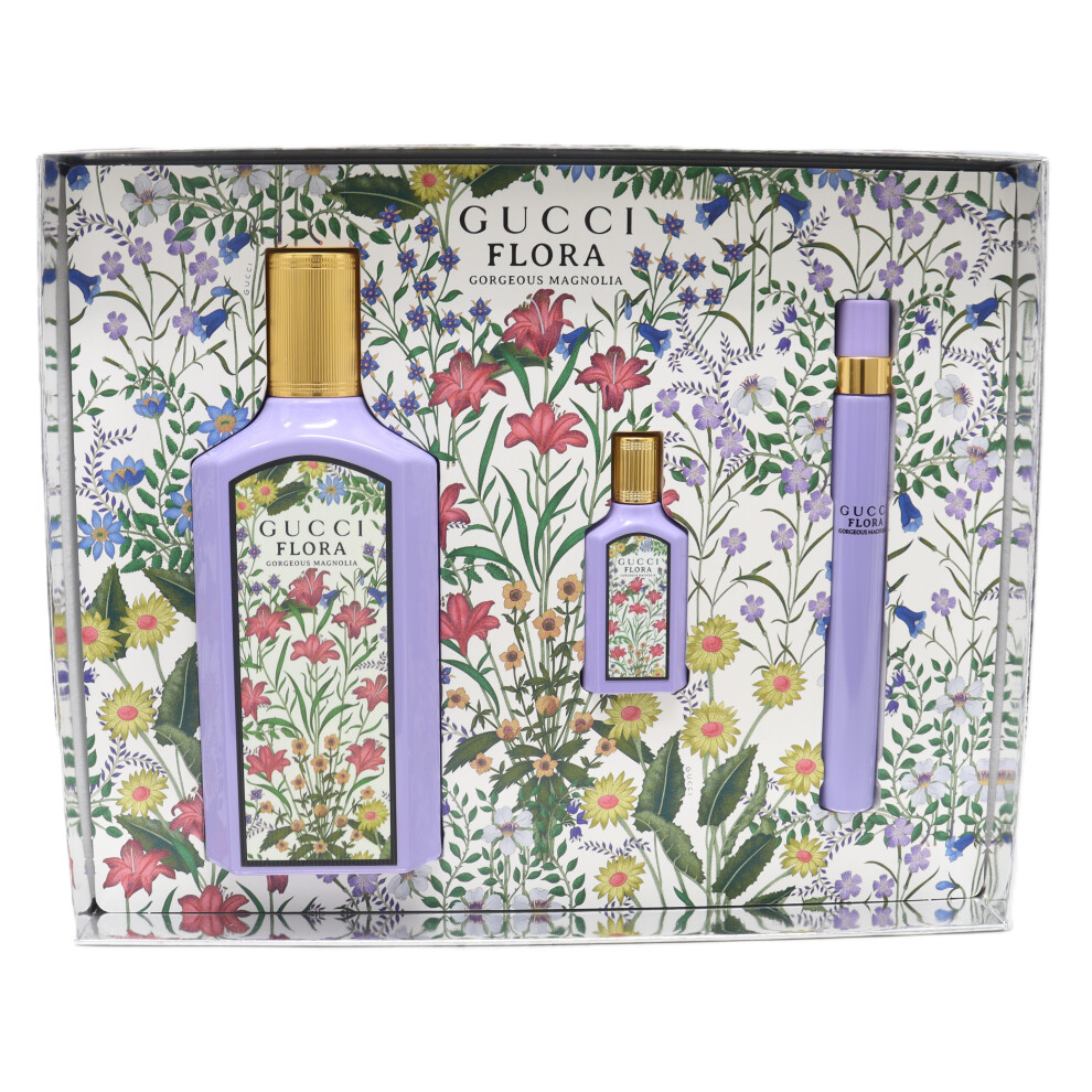 Gucci Gorgeous Magnolia Eau De Parfum 3-Pc Gift Set  / New With Box