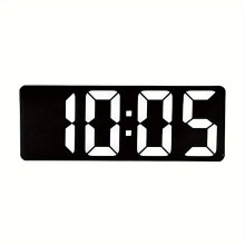 (Black machine white light) Sleek LED Digital Alarm Clock with Voice Control, USB Powered, Temperature Display