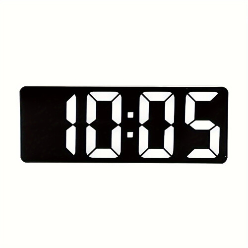 (Black machine white light) Sleek LED Digital Alarm Clock with Voice Control, USB Powered, Temperature Display