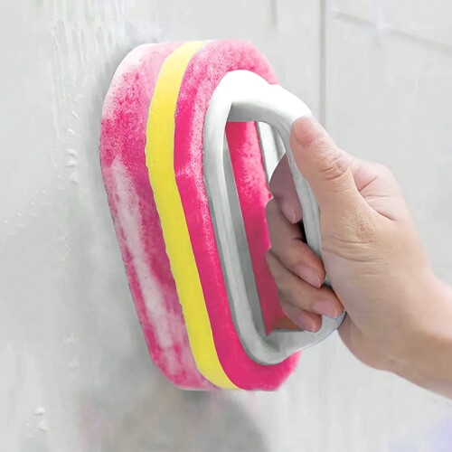 (pink) 3-in-1 Multi-Purpose Cleaning Sponge Set with Handle