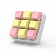 (Pink Yellow) 9 Keys Keyboard Key Toy Party Stress Relief DIY Fidget Keychain Keyboard Keychain Toys