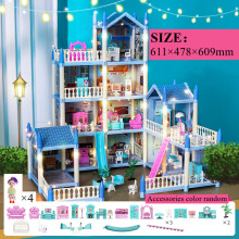 (11-Rooms-Blue) Diy Mini Doll House - 3d Assembling With Kids Walk-through Princess Castle