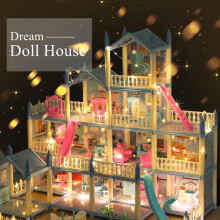 (14 room blue) Diy 3D Assembling Doll House - Educational Toys For Children, Birthday Gifts For Girls