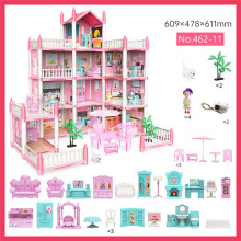 (11 Rooms) 3D DIY Dream Princess Castle Villa Assembly Doll House Set Toy Girl Family Toy