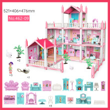 (9 Rooms) 3D DIY Dream Princess Castle Villa Assembly Doll House Set Toy Girl Family Toy