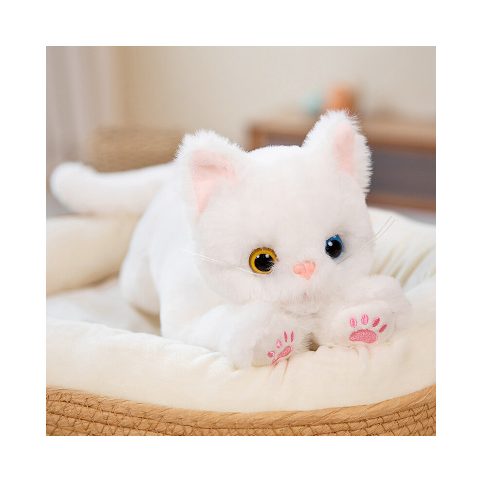Flemye (, 53Cm) 53Cm Cute Simulated Cat Doll Plush Toy Stuffed Soft Animal Plush Kitten Pillow White/Gray