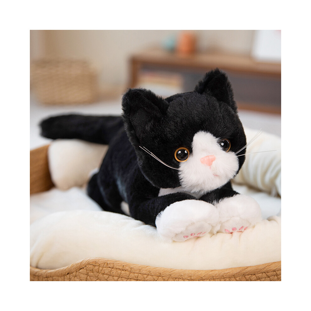 Flemye (, 53Cm) 53Cm Cute Simulated Cat Doll Plush Toy Stuffed Soft Animal Plush Kitten Pillow Black/White/Gray