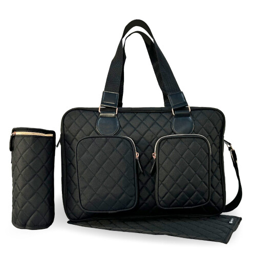 My Babiie Deluxe Changing Bag - Black Quilted 1