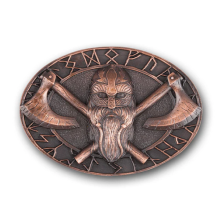 Handcrafted Nordic Viking Warrior & Axe Chocolate Bronze Pewter Kilt Belt Buckle