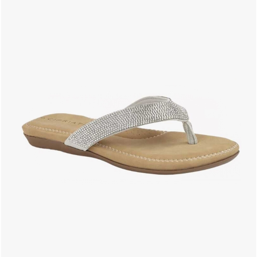 (UK 5) Cipriata ALCEE Womens Diamante Toe Post Sandals Silver