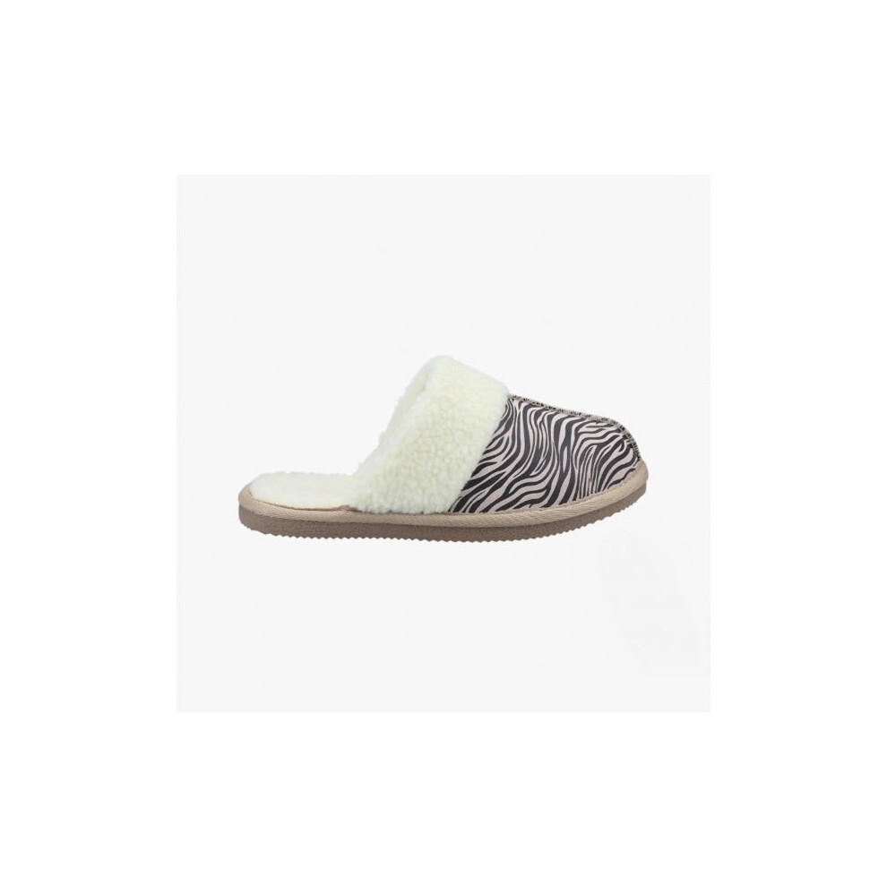 (UK 3) Hush Puppies ARIANNA Womens Suede Mule Slippers Black/White