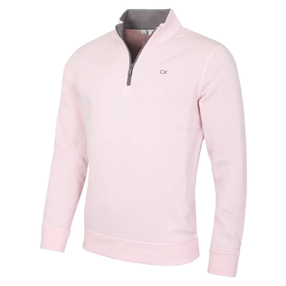 (XXXXL, Baby Pink) Calvin Klein Mens 2025 Rocky Half Zip Supersoft Stretch Golf Sweater