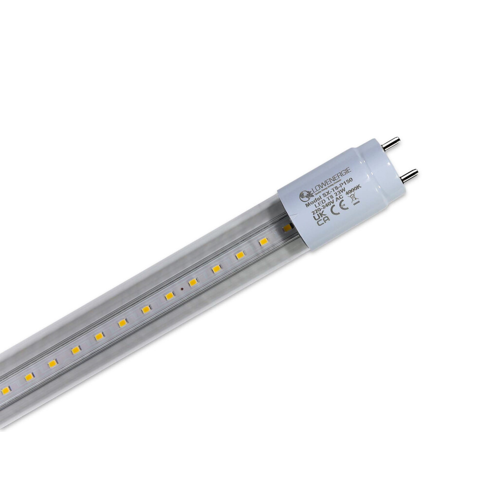 (2 pack) LOWENERGIE LED Tube Light T8 Fluorescent Replacement 5ft/ 1500mm. High LUX Energy Saving ( 4000k Clear) [Energy Class E]