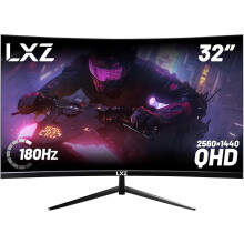 32 Inch Computer Monitor 1500R, 2K QHD (2560 * 1440) 180Hz Frameless Display with FreeSync, Display Port HDMI - Black