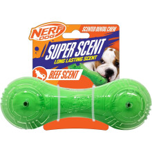 Nerf Dog Scented Beef Super Scent Barbell Solid Core - Green