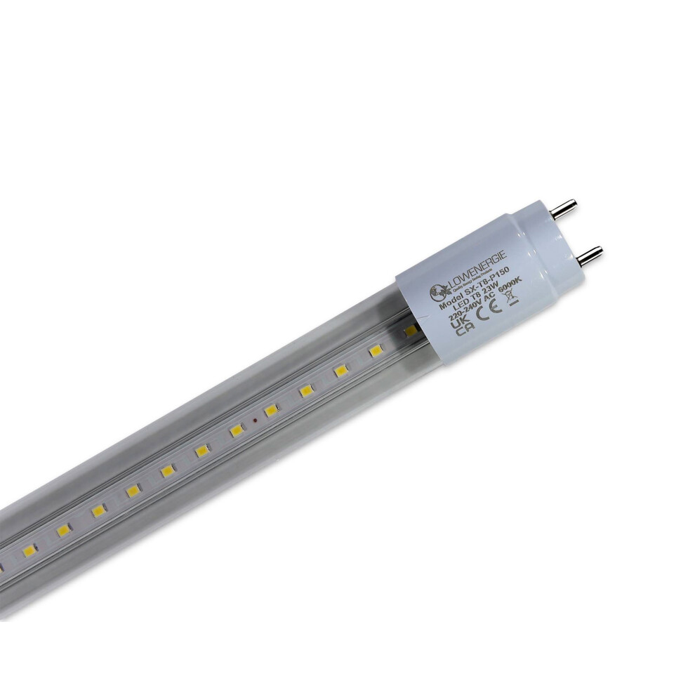(12 pack) LOWENERGIE LED Tube Light T8 Fluorescent Replacement 5ft / 1500mm. High LUX Energy Saving ( 6000k Clear) [Energy Class E]