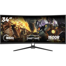 LXZ 34 Inch Curved Monitor 1500R, 3440 * 1440 165Hz Gaming Monitor with FreeSync, Wide Viewing Angle, Display Port HDMI - Black