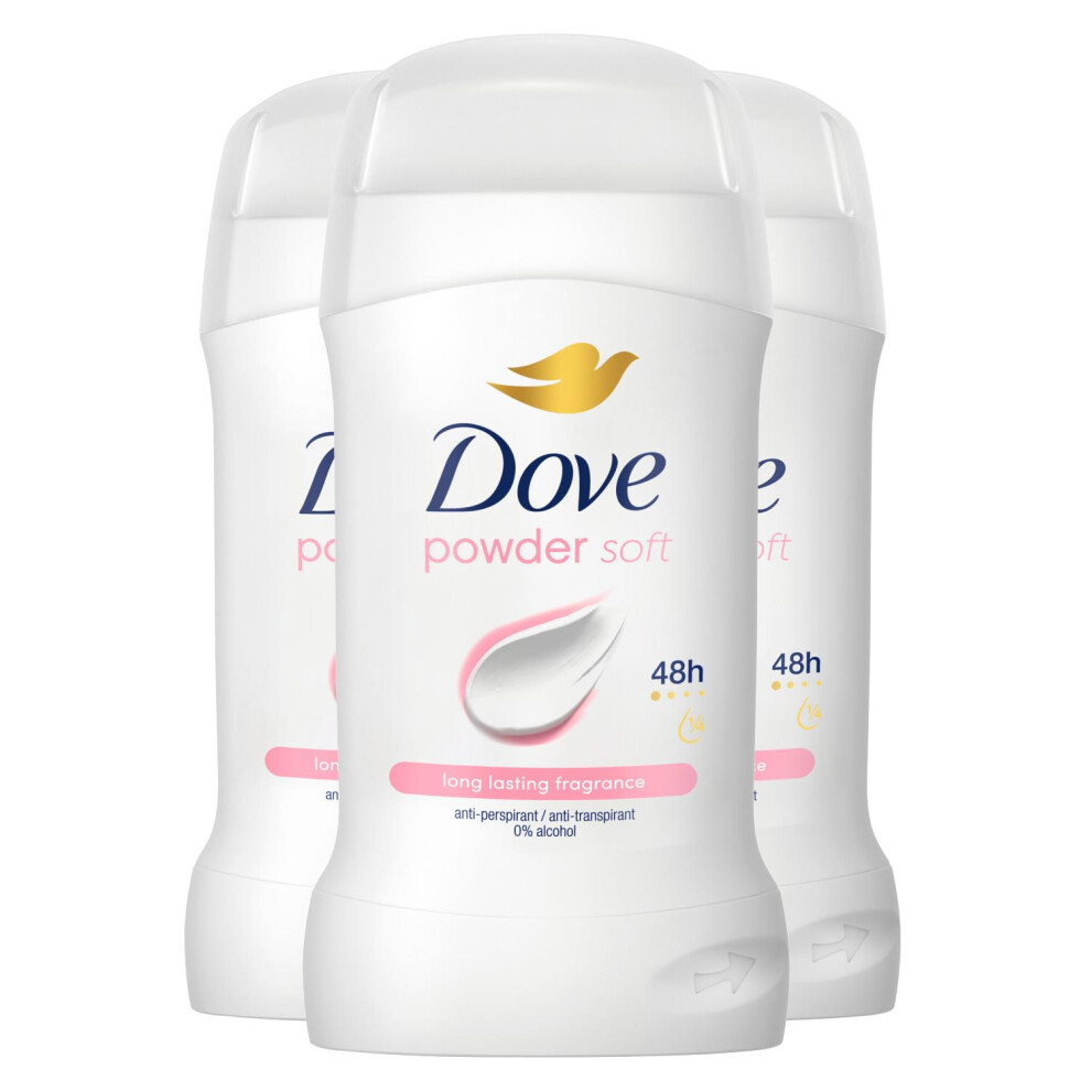 Dove Women Powder Soft Anti-Perspirant Deo Stick with 48H Protection 50ml, 3 Pk