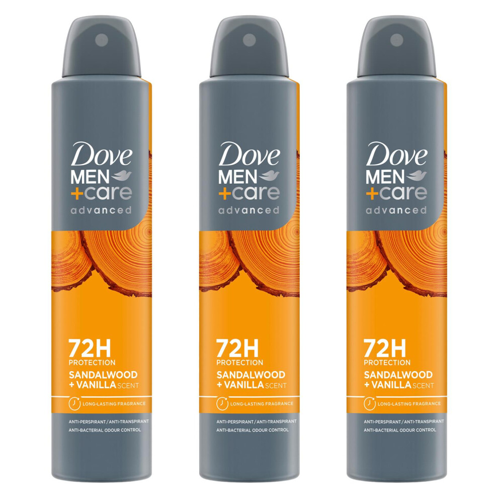 Dove Men+Care Advanced Deodorant Spray for 72Hrs Sweat Protection 200ml, 3 Pack