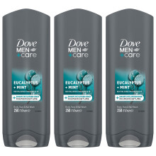 Dove Men+Care 3-in-1 Body, Face & Hair Wash Eucalyptus Mint, 250ml (3-Pack) - 24h Nourishment, Recycled Bottles 64814533