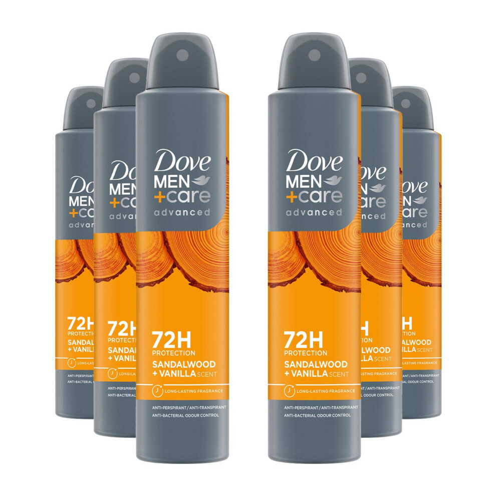 Dove Men+Care Advanced Deodorant Spray for 72Hrs Sweat Protection 200ml, 6 Pack