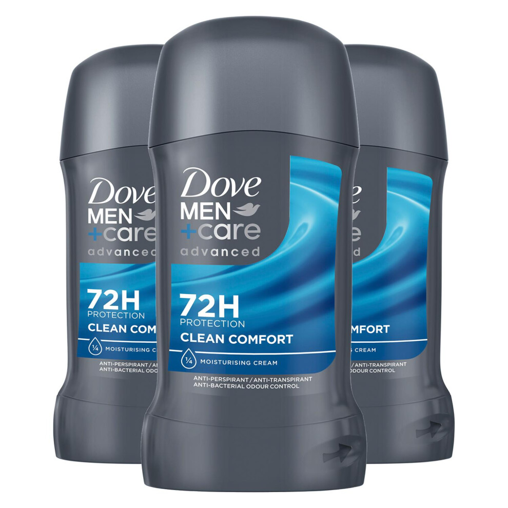 Dove Men+Care Advanced Anti-Perspirant Deodorant Stick Clean Comfort 50ml, 3 Pk